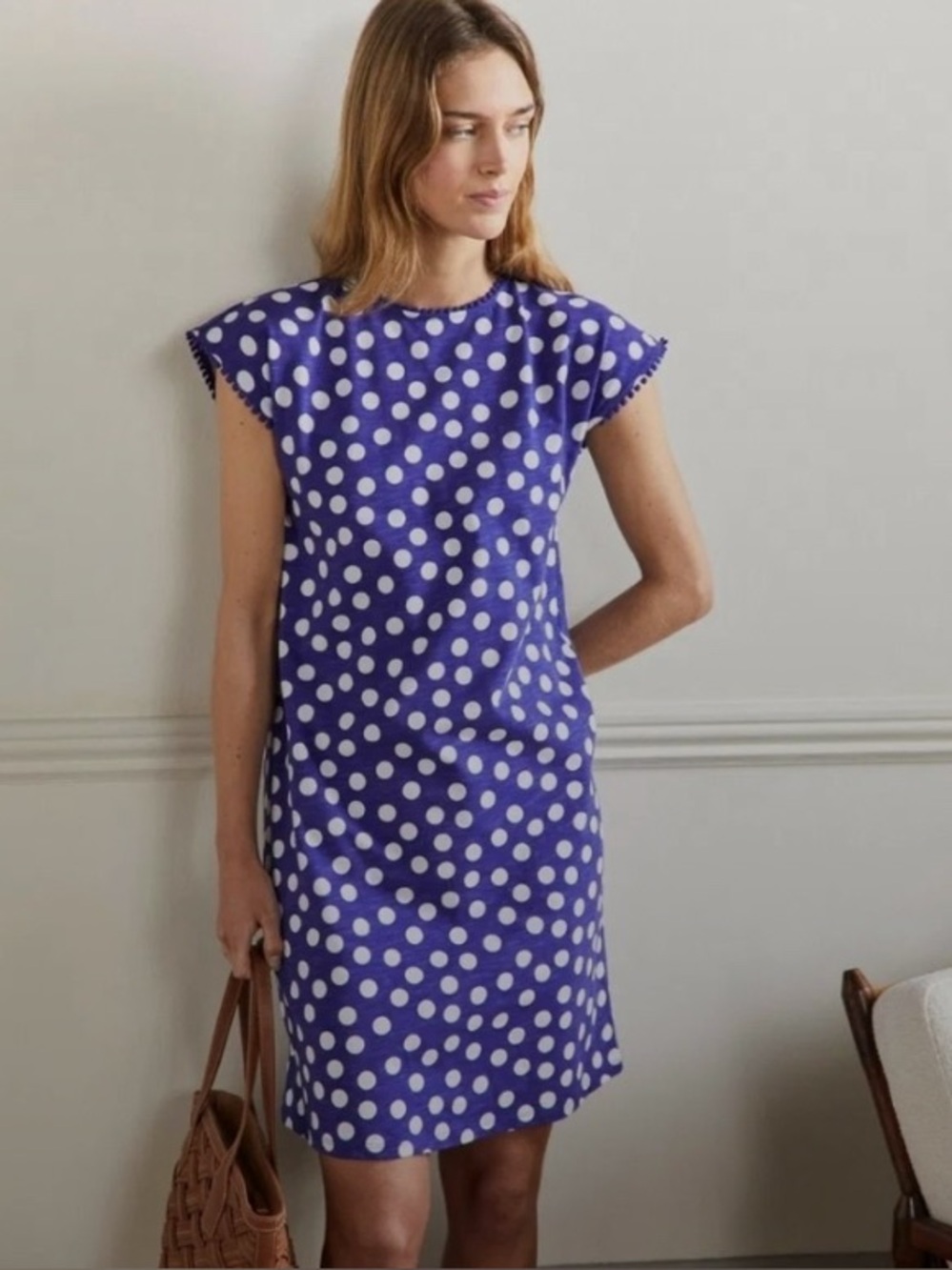 Boden Blue and White Polka Dot Shift Dress